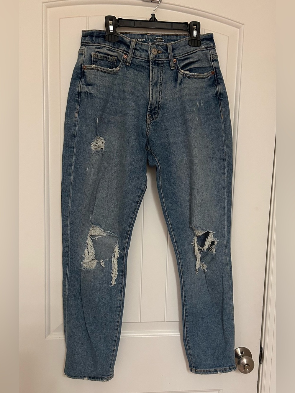 Old Navy Classic Distressed High Rise Curvy O.G Straight Jeans Blue Size 6